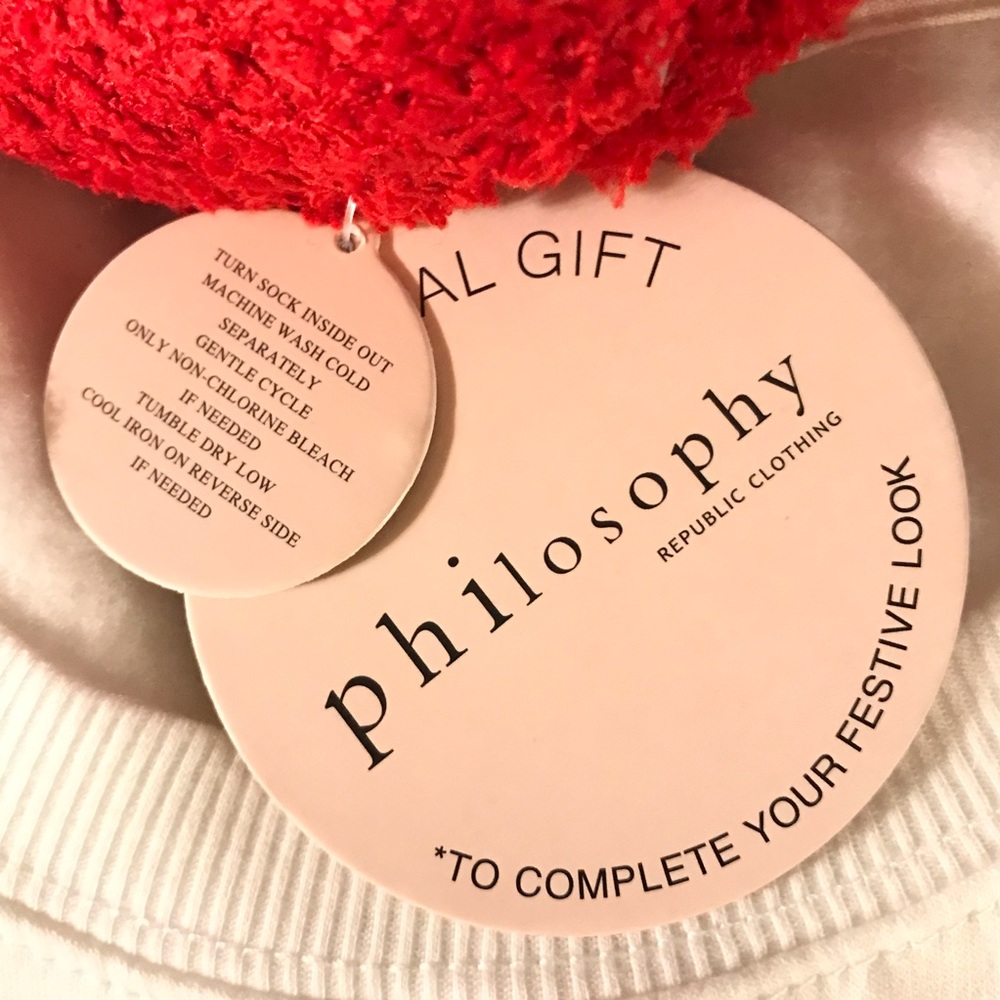 Philosophy Sweatshirt and Sock Gift Set Ivory/Red - Picture 15 of 16